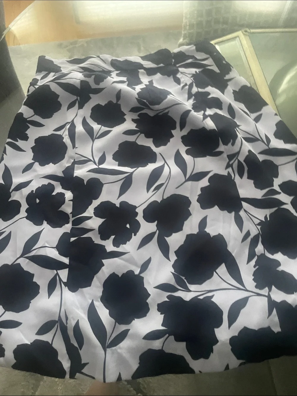 Ann Taylor Navy and White Floral Mini Skirt